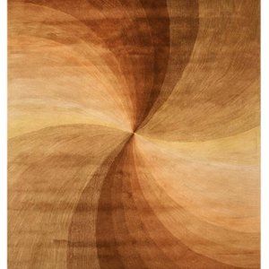 Brown Hand-Tufted Wool Contemporary Swirl Rug, 4' x 6'